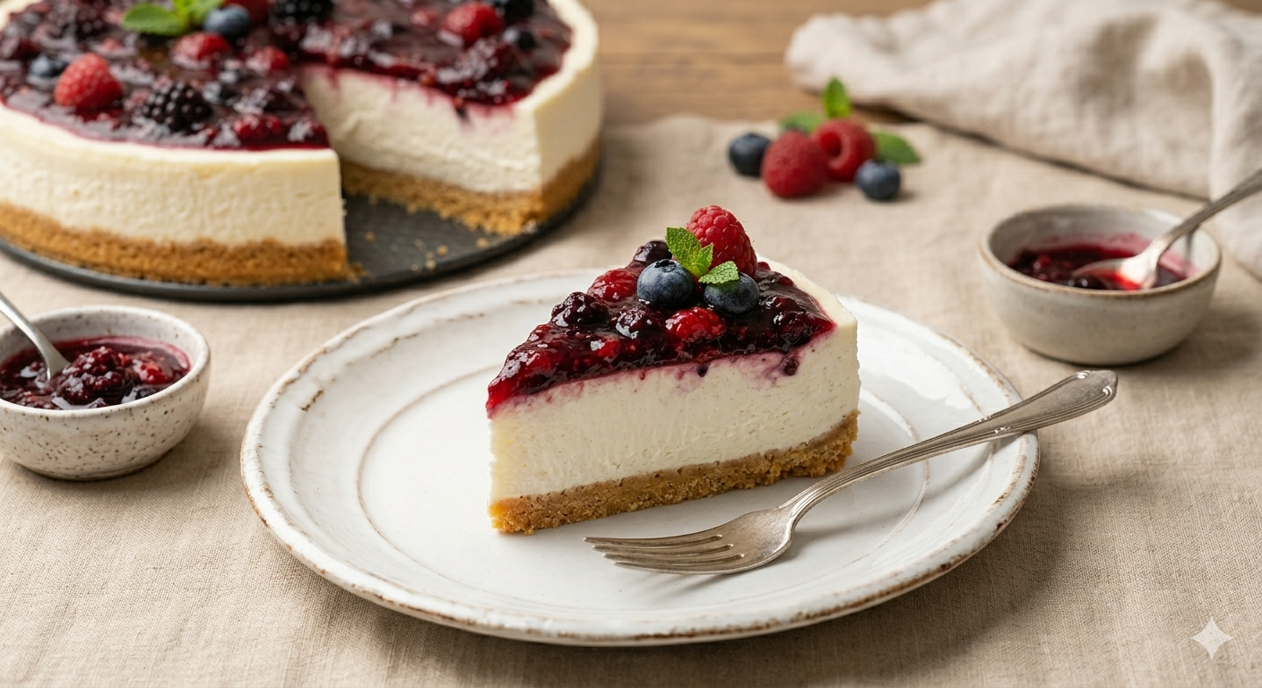 Cheesecake ai frutti di bosco senza glutine e senza lattosio